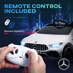 AIYAPLAY Mercedes-Benz AMG CLA 45 Licensed 12V Kids Electric Car Ride on Car w/ Remote, Suspension Lights Music Horn - White