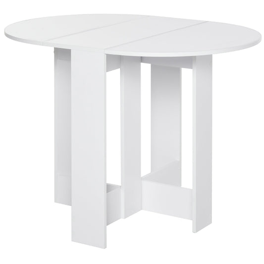 HOMCOM Space-saving Drop Leaf Table, Folding Dining Table for Small Space, Kitchen, Dining Room, White