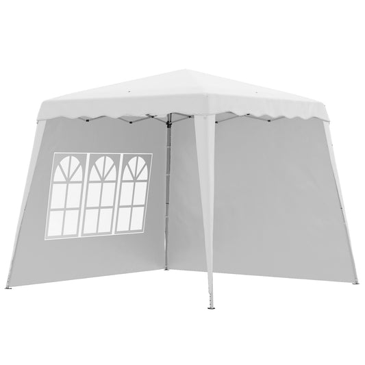 Outsunny 2.4 x 2.4m Two Wall Pop Up Gazebo - White