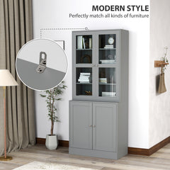 HOMCOM Double Storage Display Cabinet - Grey