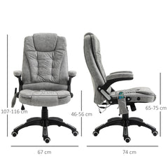 Vinsetto Massage Recliner Chair Heated Office Chair with Six Massage Points Microfiber Cloth 360√Ç¬∞ Swivel Wheels Grey