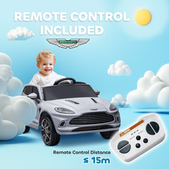 AIYAPLAY Aston Martin DBX Licensed Battery Powered Kids Electric Car, 12V Kids Ride on Car w/ Lights, Music Horn, Grey