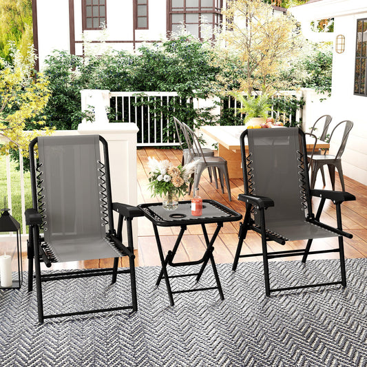 Outsunny Three-Piece Garden Table and Chair Set - Dark Grey