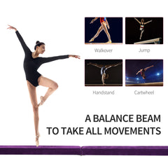 HOMCOM 2.1M 7FT Gymnastics Folding Balance Beam Home Gym Training Exercise Sports - Purple