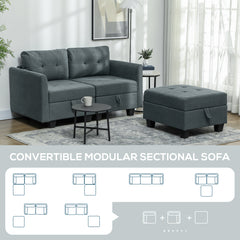 HOMCOM 'L' Shape Modular Storage Sofa - Dark Grey