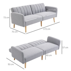 HOMCOM Three-Seater Sofa Bed, with Split Back - Light Grey