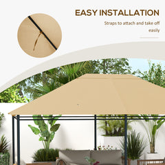 غطاء بديل لمظلة Gazebo مقاس 3 × 4 أمتار من Outsunny، غطاء بديل لسقف Gazebo (الغطاء العلوي فقط)، لون كاكي