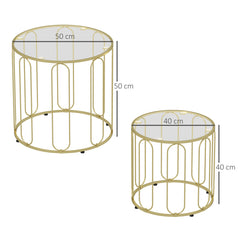 HOMCOM Elliptical Cut-Out Nesting Tables - Gold-Tone