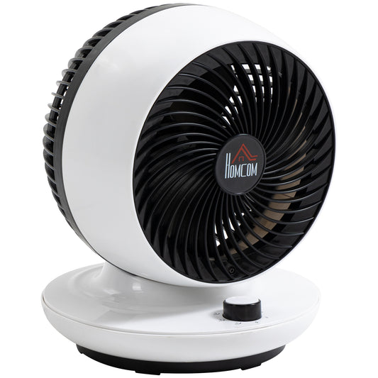 HOMCOM Room Air Circulator Desk Fan with 3 Speed, 70√Ç¬∞ Oscillating 90√Ç¬∞ Tilt, Tabletop Fan for Living Room, Bedroom, Office, White