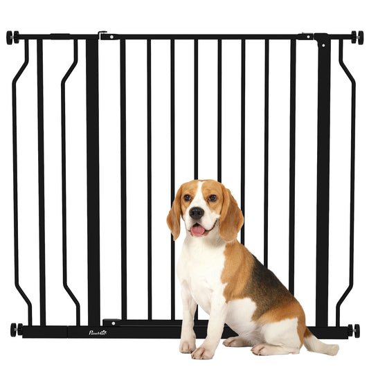 PawHut Wide Dog Safety Gate, with Door Pressure, for Doorways, Hallways, Staircases - Black