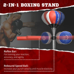 SPORTNOW Adjustable Speed Bag, Boxing Bag, with Sand, Reflex Bar, Punching Pad, Multicoloured