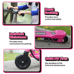 HOMCOM Foldable Electric Kids Scooter, Ride on, for Ages 7-14 Years, Pink