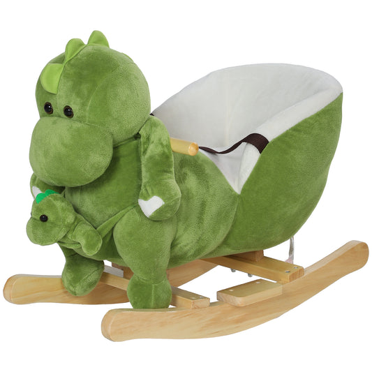 AIYAPLAY Dinosaur-Shaped Baby Rocking Horse w/ Safety Belt, 32 Songs