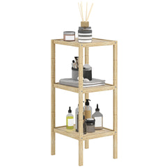 HOMCOM Three-Tier Bamboo Bathroom Shelf - Natural Finish