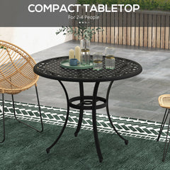 Outsunny â90cm Four-Seated Round Aluminium Garden Table, with Parasol Hole