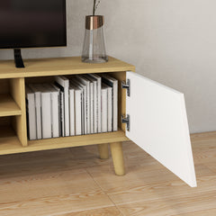 HOMCOM Scandinavian-Style TV Cabinet, with Storage - Wood-Effect/White