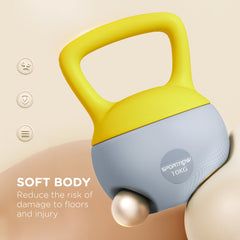 SPORTNOW Soft Kettlebell, 10kg Kettle Bell with Non-Slip Handle for Home Gym Weight Lifting and Strength Training, Yellow and Grey