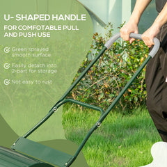 Outsunny 40L Lawn Roller Drum Scraper Bar Collapsible Handle Water or Sand Filled 32cm Green