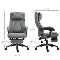 Vinsetto Office Chair, Fabric Desk Chair with Adjustable Massage Pillow, USB Power and Retractable Footrest, High Back, 360√Ç¬∞ Swivel, for Home, Grey