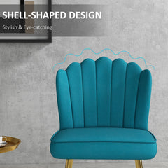 HOMCOM Velvet-Feel Shell Accent Chair - Blue