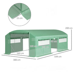 Outsunny 19 x 9.8ft Walk-In Polytunnel Greenhouse - Green