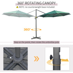 Outsunny 3 x 3(m) Cantilever Parasol with Cross Base, Garden Umbrella with 360√Ç¬∞ Rotation, Crank Handle and Tilt for Outdoor, Patio, Green