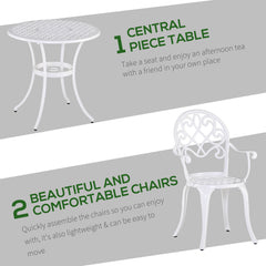 Outsunny Three-Piece Elegant Aluminium Garden Set - White