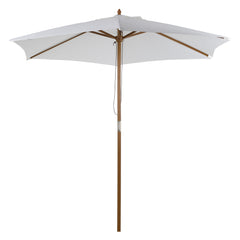 Outsunny 2.5m Patio Umbrella, Wood Garden Parasol, Sun Shade with 6 Ribs and Top Vent for Outdoor, White