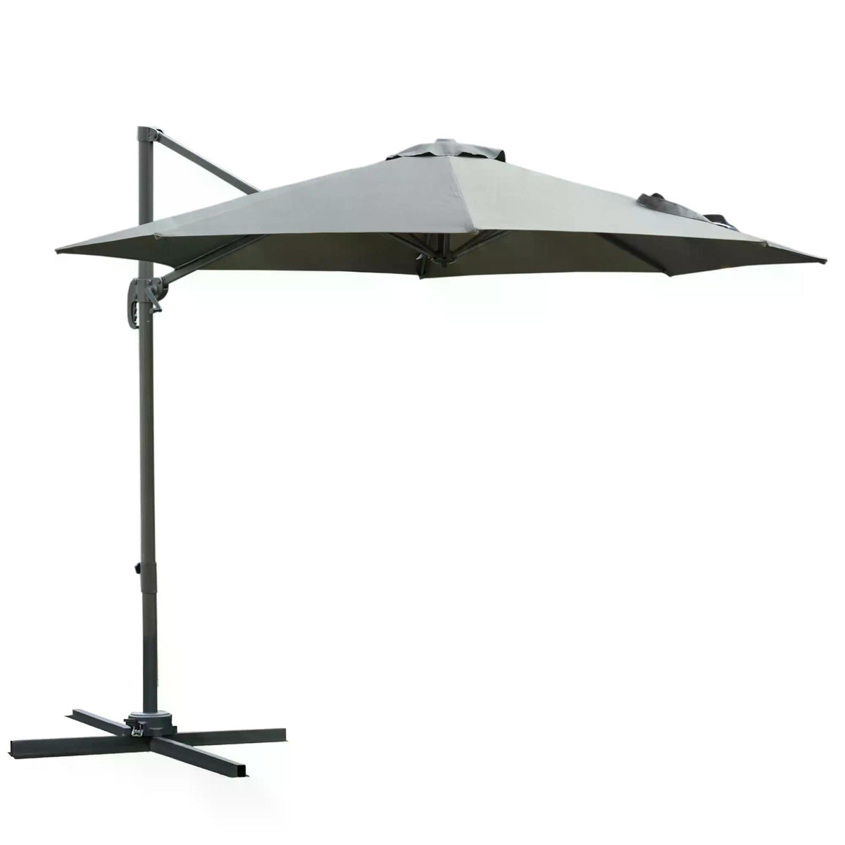 Outsunny 3(m) Offset Parasol Cantilever Hanging Umbrella 360√Ç¬∞ Rotation w/ Base Dark Grey