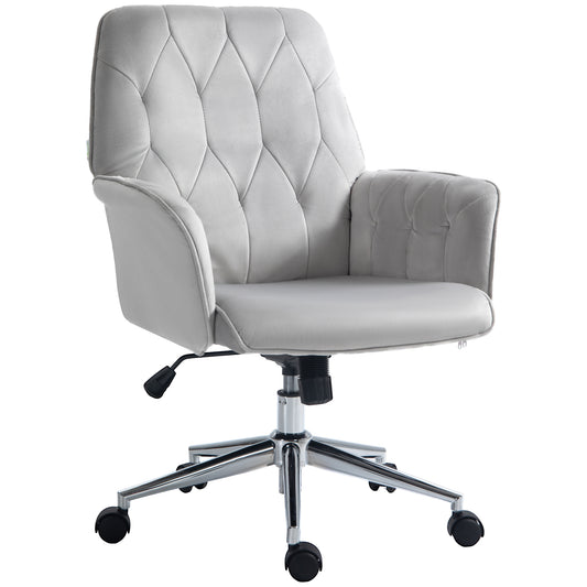 Vinsetto Linen Computer Chair with Armrest, Modern Swivel Chair with Adjustable Height, Light Grey