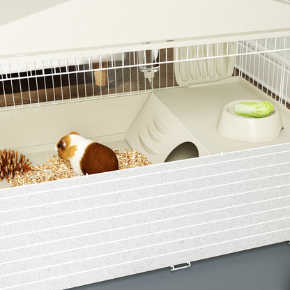 PawHut Small Animal Cage with Removable Pet Playpen, Guinea Pig Cage with Waterproof Pad, Hay Feeder, 108 x 71 x 57cm, Beige