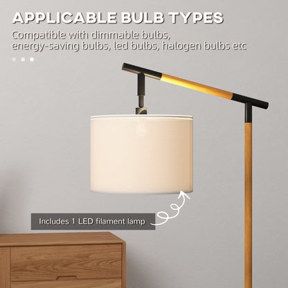 HOMCOM Metal Frame Floor Lamp with 350√Ç¬∞ Rotating Lampshade, for Living Room and Bedroom, LED Bulb Included, Brown