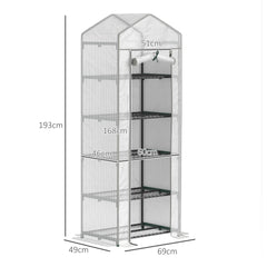 Outsunny 193cm Five Shelf Mini Greenhouse - White