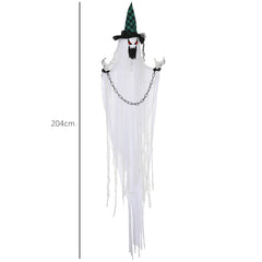 HOMCOM 6'6" Hanging Prisoner Ghost Halloween Animatronic, with Glowing Eyes