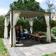 Outsunny 3 x 3m Aluminium Frame Pergola, with Retractable Roof - Khaki