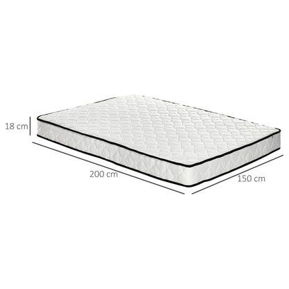 HOMCOM 4.9ft King Mattress, 7 Inch Pocket Sprung Mattress in a Box with Breathable Foam, Individually Wrapped Spring and Medium Firm Hybrid, 200cmx150cmx18cm, White