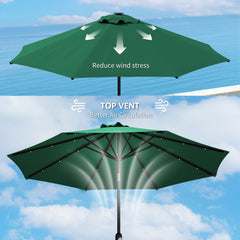 Outsunny 3 m Replacement Parasol Canopy with Top Vent, UPF 50+ Garden Parasol Replacement Canopy, 8 Rib Parasol Cover Replacement Fits Various Frames, Green