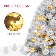 HOMCOM 3ft Snowy Tabletop Christmas Tree, with LED Lights