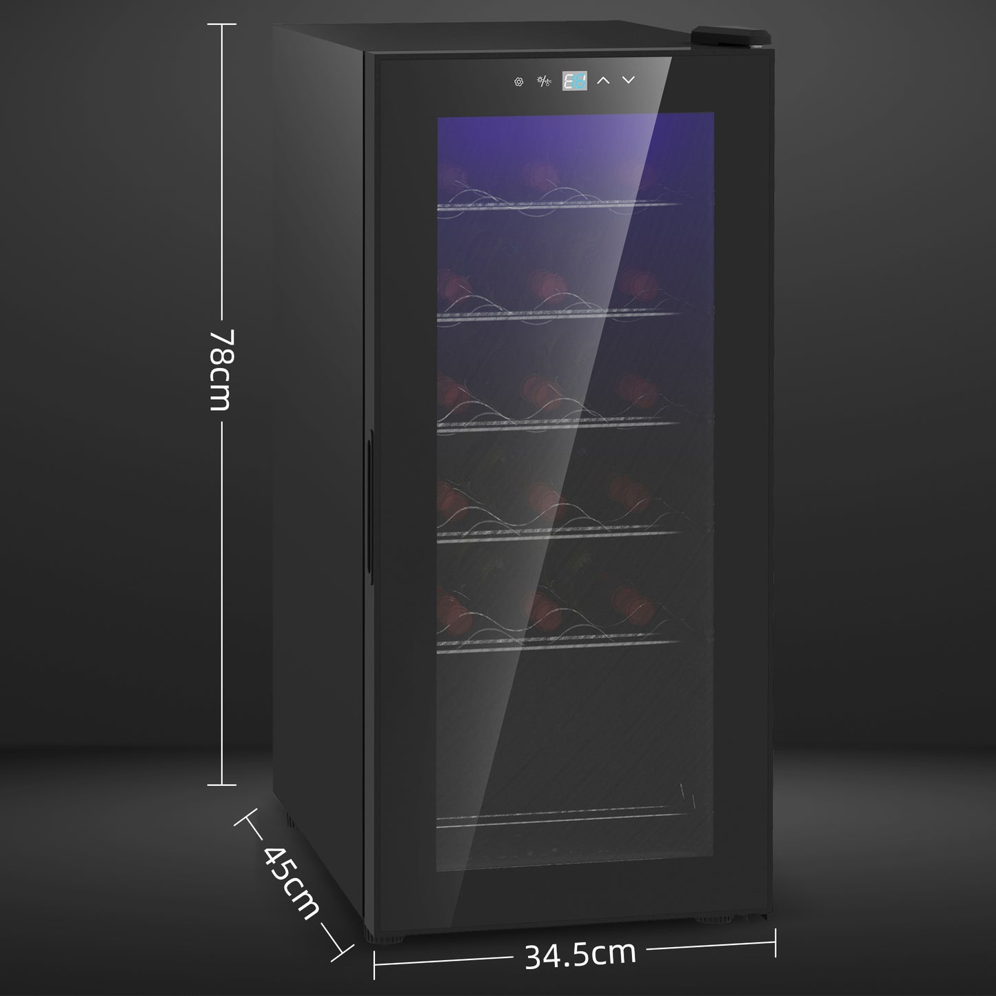 HOMCOM 50L Wine Cooler, 18 Bottles, 5-18√Ç¬∞ Freestanding Wine Fridge with Glass Door, LED Light, Temperature Control and Digital Touch Screen, Black