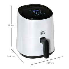 HOMCOM 2.5L Air Fryer, 1300W Air Fryer Oven with Digital Touch Display, Rapid Air Circulation, Adjustable Temperature, Timer and Dishwasher Safe Basket for Oil Less or Low Fat Cooking, White