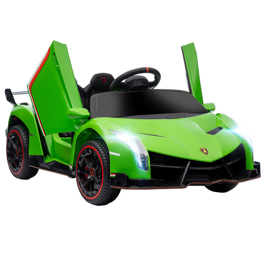 HOMCOM Lamborghini Veneno Licensed Electric Ride-On Car, with Remote, Music, Horn - Green