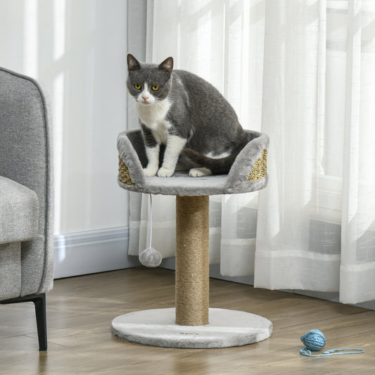 PawHut Cat Tree Tower with Scratching Posts, Grey