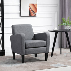 HOMCOM Modern Accent Chair, Occasional Chair with Rubber Wood Legs for Living Room, Bedroom, Grey