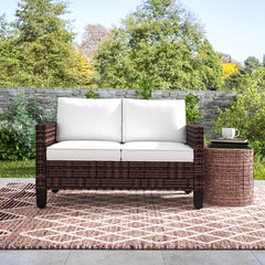 Outsunny Two-Seater Rattan Outdoor Sofa - Brown