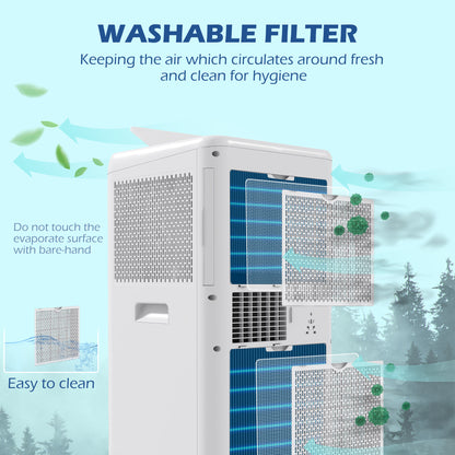 HOMCOM 12000 BTU Mobile Air Conditioner for Room up to 28m√Ç¬≤, with Dehumidifier, Auto & Sleep Mode, 24H Timer, Wheels