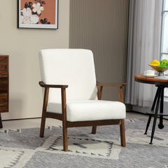 HOMCOM Boucle Seat Mid Century Accent Chair - White