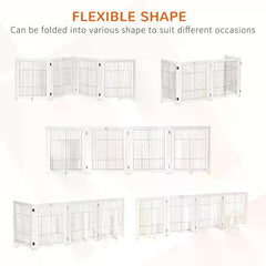 PawHut Freestanding Folding Pet Gate 4 Panels Dog Puppy Barrier with Support Feet