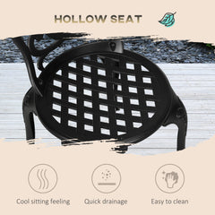 Outsunny 3 Piece Garden Bistro Set, Cast Aluminium Outdoor Furniture Set with Umbrella Hole for Balcony, Porch, Patio, Black