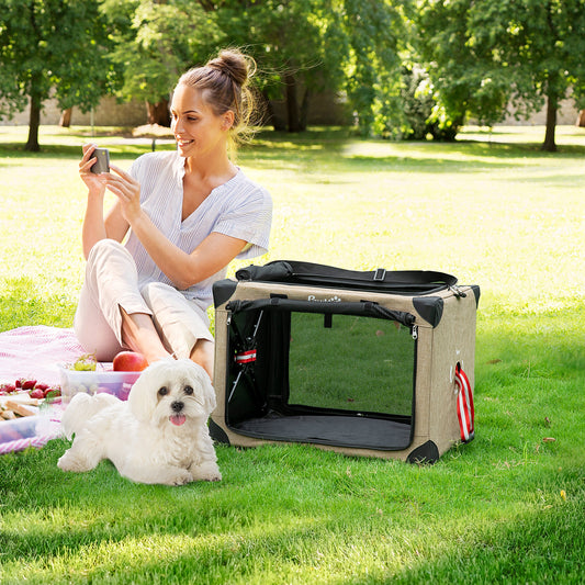 PawHut Foldable Pet Carrier, with Cushion, for Small Dogs and Cats