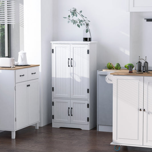 HOMCOM Accent Floor Storage Cabinet Kitchen Cupboard with Adjustable Shelves and 2 Lower Doors, White